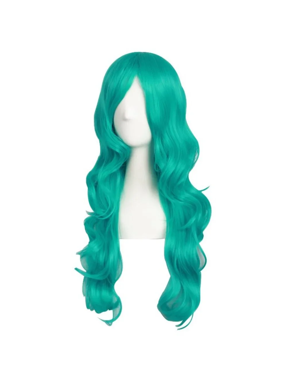 Women's Dark Torquoise 24 Inch Synthetic Modern Long Wavy Side Bangs Wigs